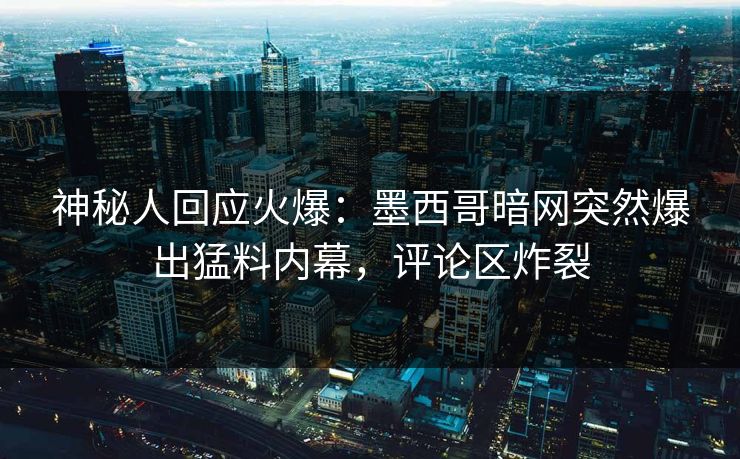 神秘人回应火爆：墨西哥暗网突然爆出猛料内幕，评论区炸裂