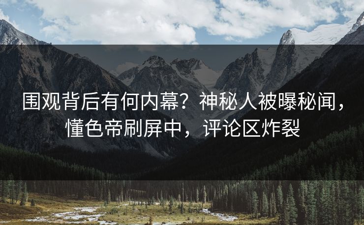 围观背后有何内幕？神秘人被曝秘闻，懂色帝刷屏中，评论区炸裂