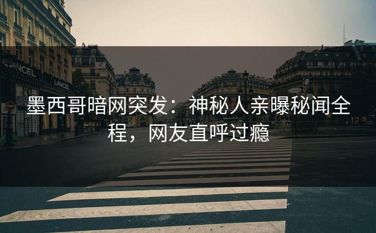墨西哥暗网突发：神秘人亲曝秘闻全程，网友直呼过瘾